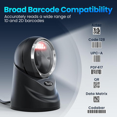 2D QR Desktop Omnidirectional Barcode Scanner Hands-Free USB 2.0 Wired Bar Code