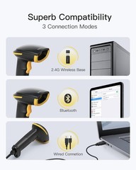 Inateck 2D Barcode Scanner, Wireless QR Code Scanner, Handheld Scanner APP SDK