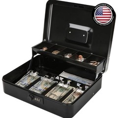 Elegant Black Cash Box with Anti-Theft Combination Lock – Perfect for Any Setup