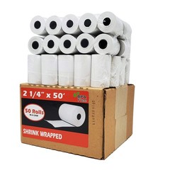 (50 Rolls) 2 1/4 x 50 Thermal Paper Receipt Rolls 55 1 Case – 50 Rolls, White