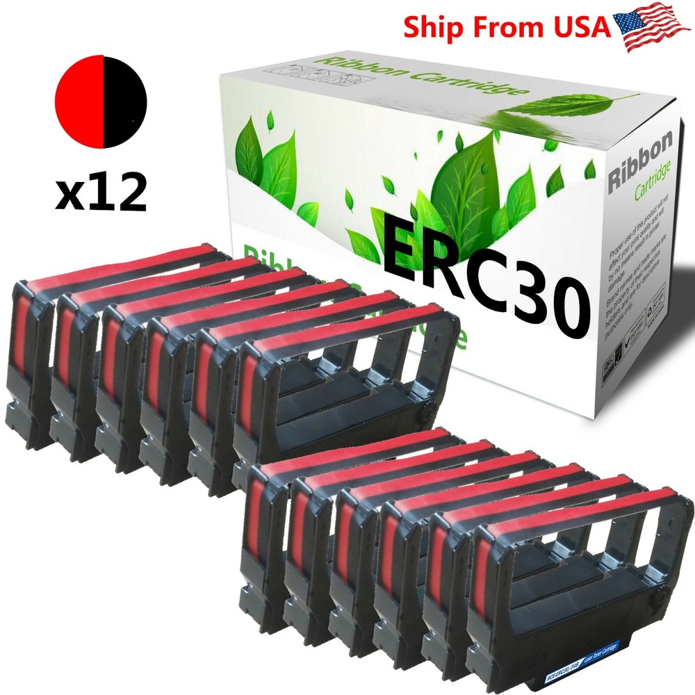 12 PK ERC-30 Black Red POS Ribbon For Epson M17-JB M52-JB M63-UA M115A M119