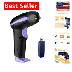 Wireless Barcode Scanner 328 Feet Transmission Distance USB Cordless 1D Laser…