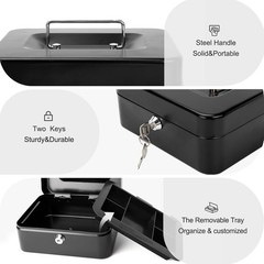 Versatile Locking Cash Box – Removable Tray, Key Lock & 173 Cubic Inch Capacity