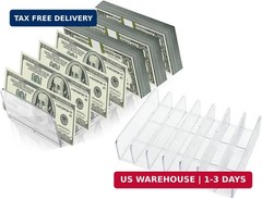 2 Pack Acrylic Money Organizer Cash Trays,7 Section Dividers Money Organizer,Eye