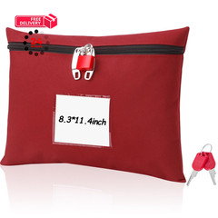 Red Cash Bag with Lock and 2 Keys Money For With 8.3×11.4 In,