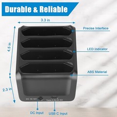 4-Port TC70 Battery Charger for Zebra TC70 TC72 TC75 TC77 SAC-TC7X-4BTYPP-01 USA