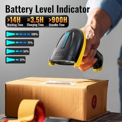 1D Barcode Scanner Wireless USB Wired Handheld Reader Yellow Tera 5100