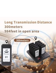 Wireless Restaurant Guest Paging System w/ Pagers & Charging Base