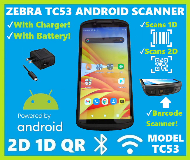 Zebra TC53 Wireless Handheld, Android 13, 2D/1D/QR Barcode Scanner + Charger!🔥⭐