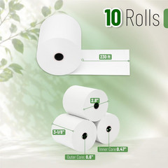 – Thermal Paper Receipt Rolls, 10 Pack, 3-1/8” (80Mm) X 230 Ft | 48 GSM Premium