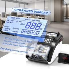 Money Counter Machine with Value Count,4&Prime; LED Display,Cash Counter for Dollar…