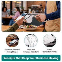 10 PCS Receipt Paper Rolls Fits Poynt V3 GoDaddy Smart Terminal Flex Duo Till