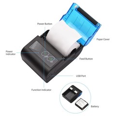Receipt Printer, Sunydog Portable Mini Thermal US Plug, Black and blue