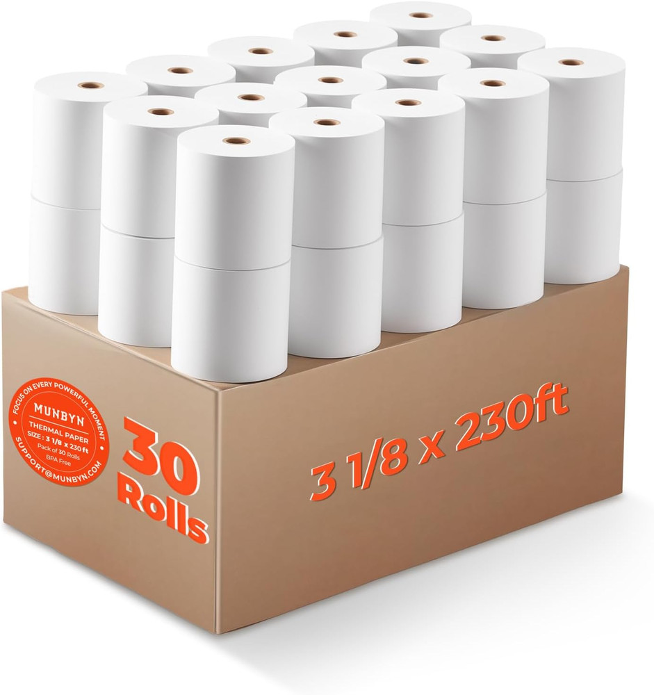 Thermal Paper 3 1/8 X 230Ft, 30 Rolls Receipt Paper Work for Star Micronics TSP1