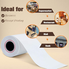 2 1/4&Prime; 50&prime; Feet White Paper Cash Register POS Receipt, Fits All Credit Card