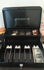 Sturdy Lock Safe Box with Key – XL Portable Cash Organizer, 11.81&Prime; Black
