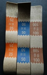 300 Mixed $25 $50 $100 Cash Money Self-Sealing Straps Brown Saw Currency Bands