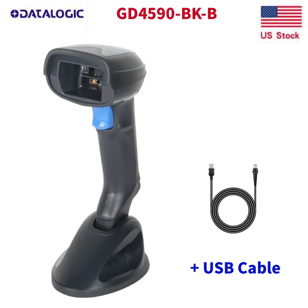Datalogic GD4590-BK-B Gryphon 2D Handheld Barcode Scanner USB Cable & Base US