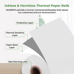 2 1/4&Prime; inch x 50&rsquo;ft Thermal Paper 50 Rolls, BPA Free Receipt Paper, 58mm Ther…