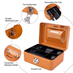 Secure Mini Cash Box with Key Lock and Money Tray for Gamblers – 4.9×3.7×2.4
