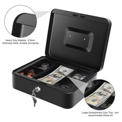 Cash Box with Money Tray – Large Money Box with Lock, Metal Safe Box for Money 9