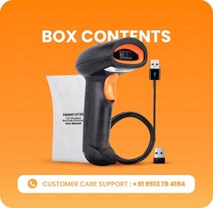 HT20 Wireless 2.4GHz 2D 1D Barcode Scanner Wired Rechargeable ABS Black USB