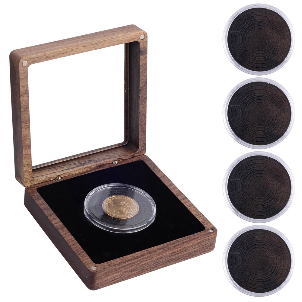Framendino, Walnut Wood Challenge Coin Presentation Display 1 Pack, Brown