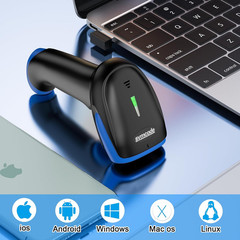 Wireless Bluetooth Barcode Scanner,3-In-1 Bluetooth & USB Wired & 2.4G Wireless