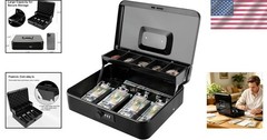 Portable Large Black Cash Box with Scratch Resistant Surface & Combination Lock