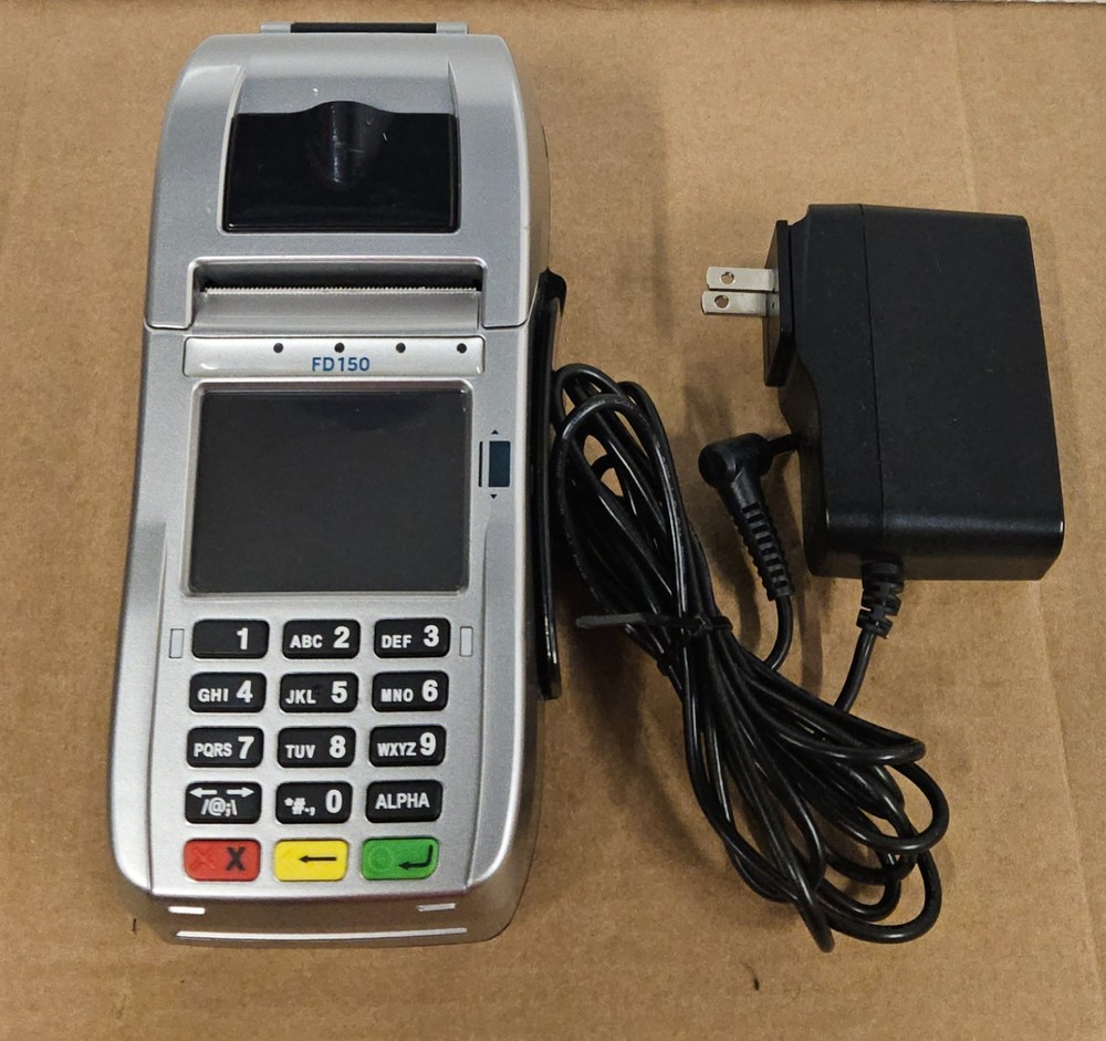 First Data FD150 Payment Terminal w XAC RP10 PIN Pad Power Supply Bundle