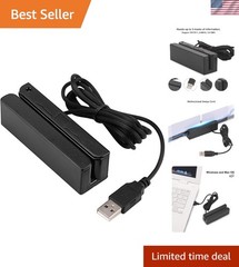 Compact USB Swipe Card Reader – 3 Tracks, Bi-Directional for Instant Processing
