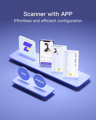 Wireless Bluetooth Barcode Scanner with Touchscreen & Smart Base, Dual Modules