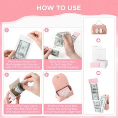 Money Pull Box Cash Leather Bowknot Surprise Mini Bag 30 Transparent Bags Gift