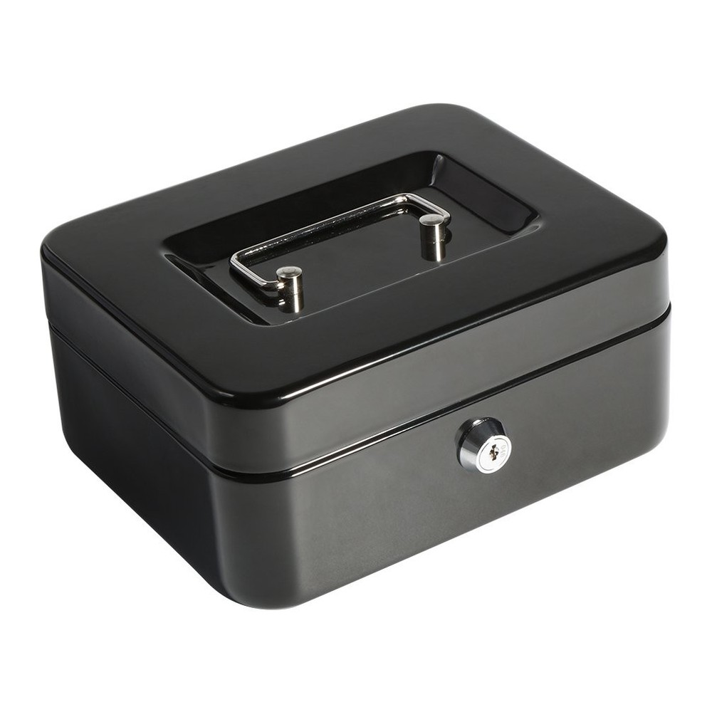 Cash Box Money Tray Metal Locking Key Lock 7 4/5 x 6 1/3 x 3 1/2 Inch QH2003S
