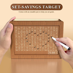 10000 Savings Challenge Box, Cash Vault Wooden Savings Box 10000, Kakeibo Money