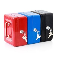 Small Cash Box with Key Lock Portable Metal Money Box with Double Layer & 2 K…