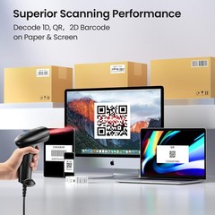 Barcode Scanner with Stand, USB Wired Inventory 2D 1D QR Code Scanner for Com…