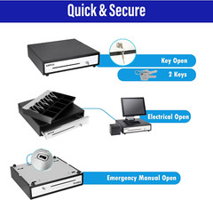 Sam4S 16&Prime; « Stainless Steel » Front Heavy Duty Black POS Cash Drawer with 5Bill/5C