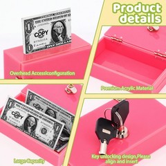 4 Pack Acrylic Cash Box Portable for Gamblers – Pocket Safe with 2 Keys, Classic