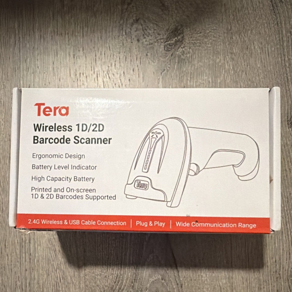 Tera Wireless 1D/2D Barcode Scanner 2.4G Wireless USB Plug & Play