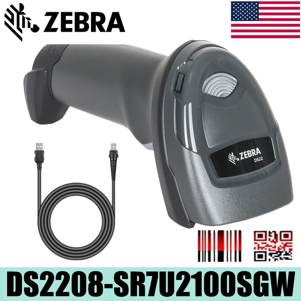 Zebra DS2208-SR7U2100SGW Wired 1D/2D Handheld Barcode Scanner Reader USB Kit USA