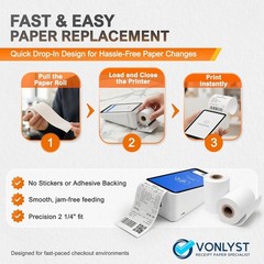 Square Terminal Printer Paper Rolls – 2.25&Prime; x 55&prime; – 50 Pack