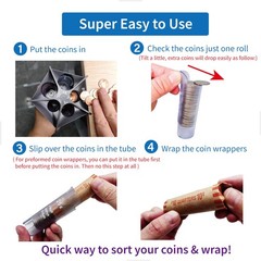 Coin Counter Coin Sorter Tubeï½œCreative 5-In-1 Change Sorter Coin Organizer