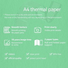 A4 Thermal Printer Paper 4 Roll, 8.3 inches Wide, Fax Paper, Compatible with …
