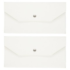 2Set PU Leather Envelope Wallet Money for Women Men White