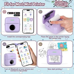 9 Rolls Mini Printer Sticker,57X25mm,Thermal Inkless Printing Paper for Mini …