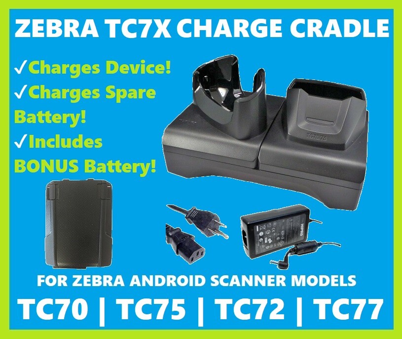 Charger Cradle Zebra TC70, TC72, TC75 TC77 Scanners w/ Power + BONUS BATTERY!🔥⭐