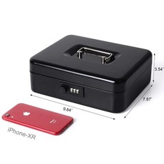 Cash Box Combination Lock Money Organizer Safe Security Tiered Tray Storage