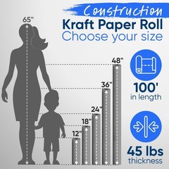 12&Prime; X 1200&Prime; (100 Ft) Brown Construction Paper Roll, (Pack of 1 Roll, Brown Color