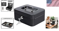 Versatile Locking Cash Box – Removable Tray, Key Lock & 173 Cubic Inch Capacity